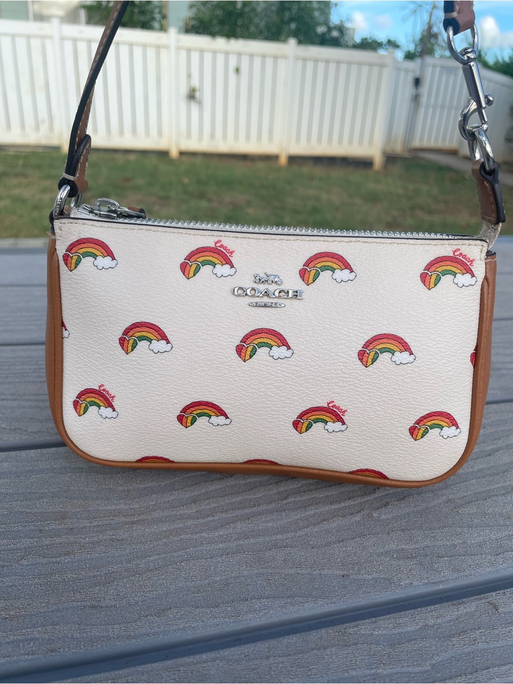 Coach Pride Nolita Cream Rainbow Print Shoulder Bag